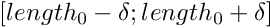 $[length_{0}-\delta;length_{0}+\delta]$